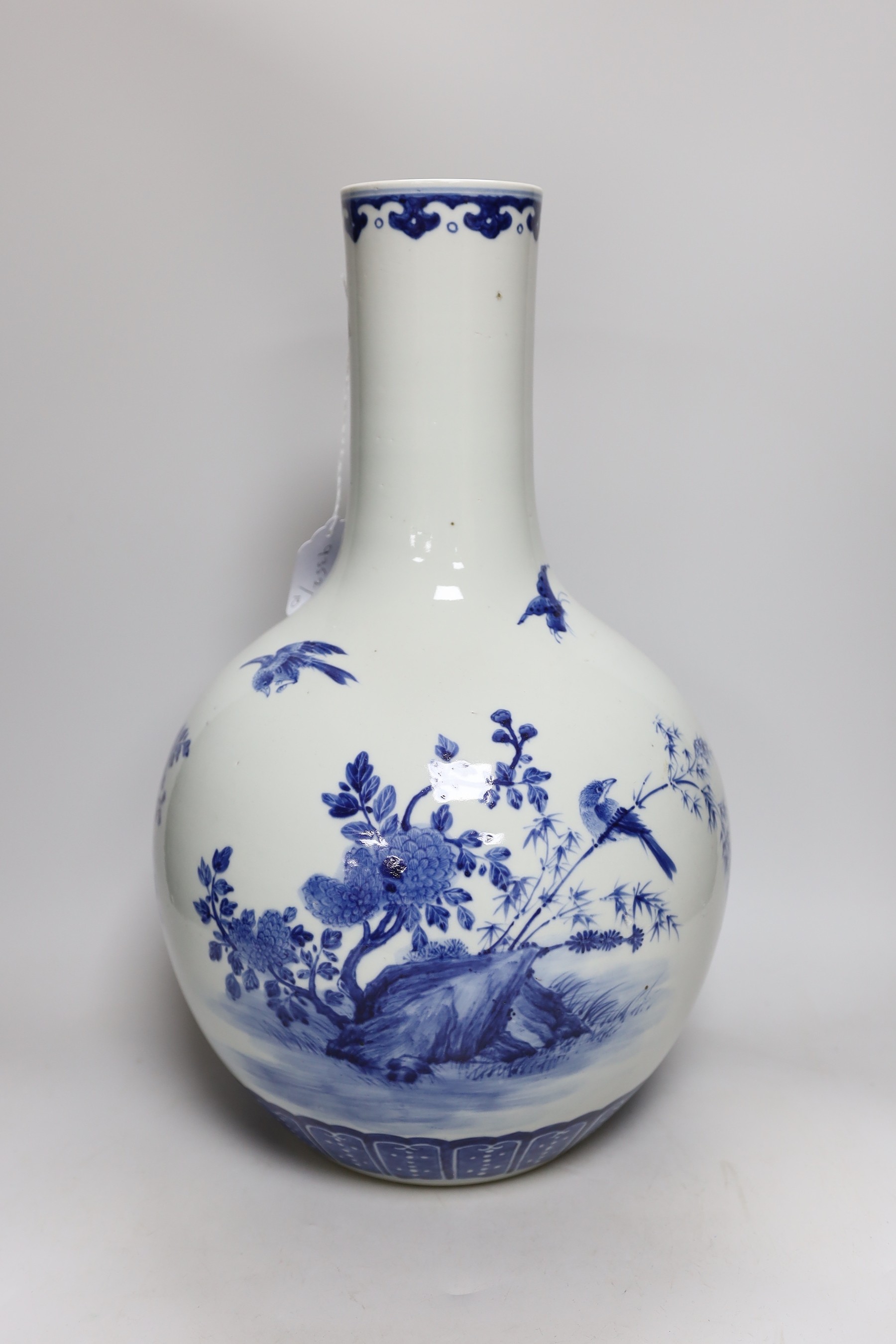 A large Chinese blue and white bottle vase, 46cms high